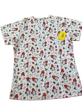 Revel Women’s Christmas Print Scrub Top - Large